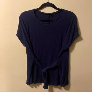 Express size medium navy front tie blouse